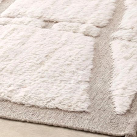 Plane Ivory Colour Hand Made Wool Rug